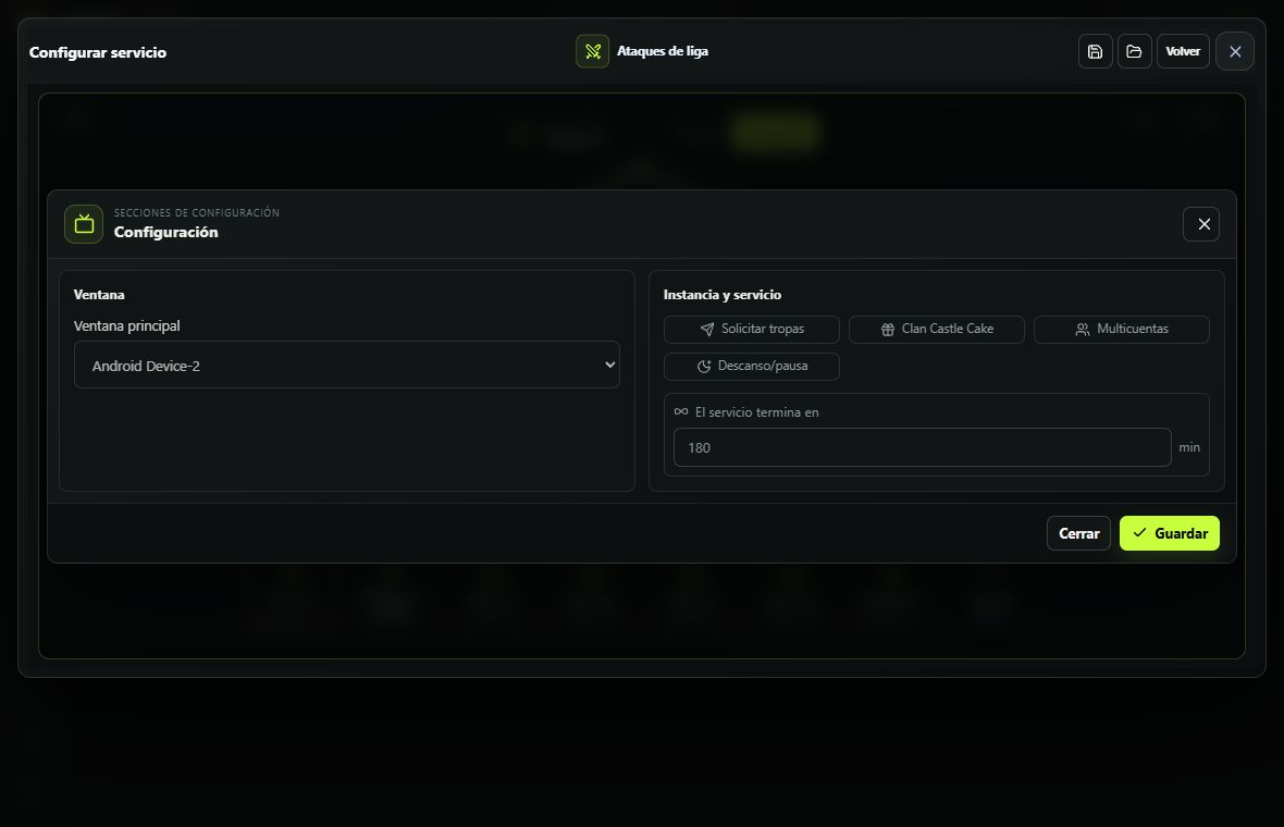 Configuración multicuenta para ataques de liga